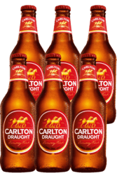 6 x Carlton Draught Beer Bottle 375ml