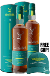 2x Glenfiddich 16 Year Aston Martin Formula One Edition Single Malt 700ml w/Gift Box & Free Aston Martin F1 Cap