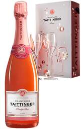 Taittinger Brut Prestige Rose Brut 750ml Gift Pack w/ 2 Glasses