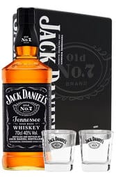 Jack Daniels Old No. 7 Tennessee Whiskey 700ml Gift Set w/ 2 Glasses