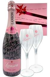 Lanson Champagne Rose 750ml Giftset w/2 Flutes