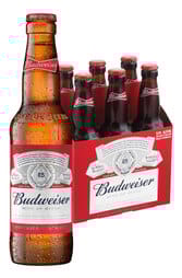 6 x Budweiser Beer Bottles Pack 355ml