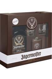 Jagermeister Spice 1L Gift Set w/Hipflask and 2 Gift Glasses