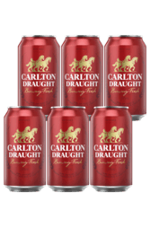 6 x Carlton Draught Beer Can 375ml